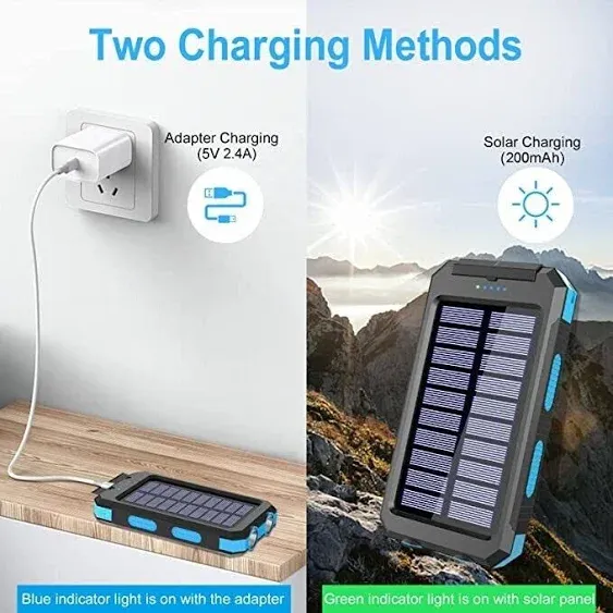 Solar Charger Power Bank, 38800mAh Portable Charger Fast Charger Dual USB Port 