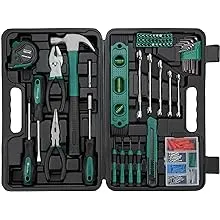 Cartman 148 Piece Tool Set General Household Hand Tool Kit with Plastic Toolbox Storage Case Blue,include socket