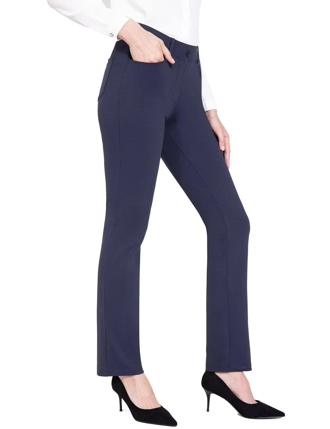 BALEAF Womens Dress Pants 29"/31" Yoga Work Pants Straight Leg/Bootcut Pull On Slacks Business Casual Office Pockets