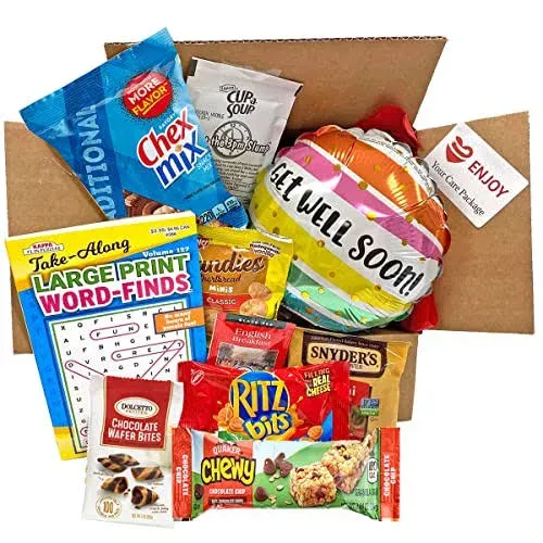 Gifts Fulfilled Get Well Gift Baskets for Men, Women, Teens, Kids with Puzzle Books and Snacks (Get Well Care Package)