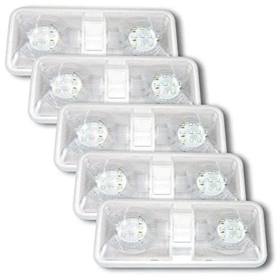 Leisure LED 5 Pack RV LED Ceiling Double Dome Light Fixture with On/Off Switch ...