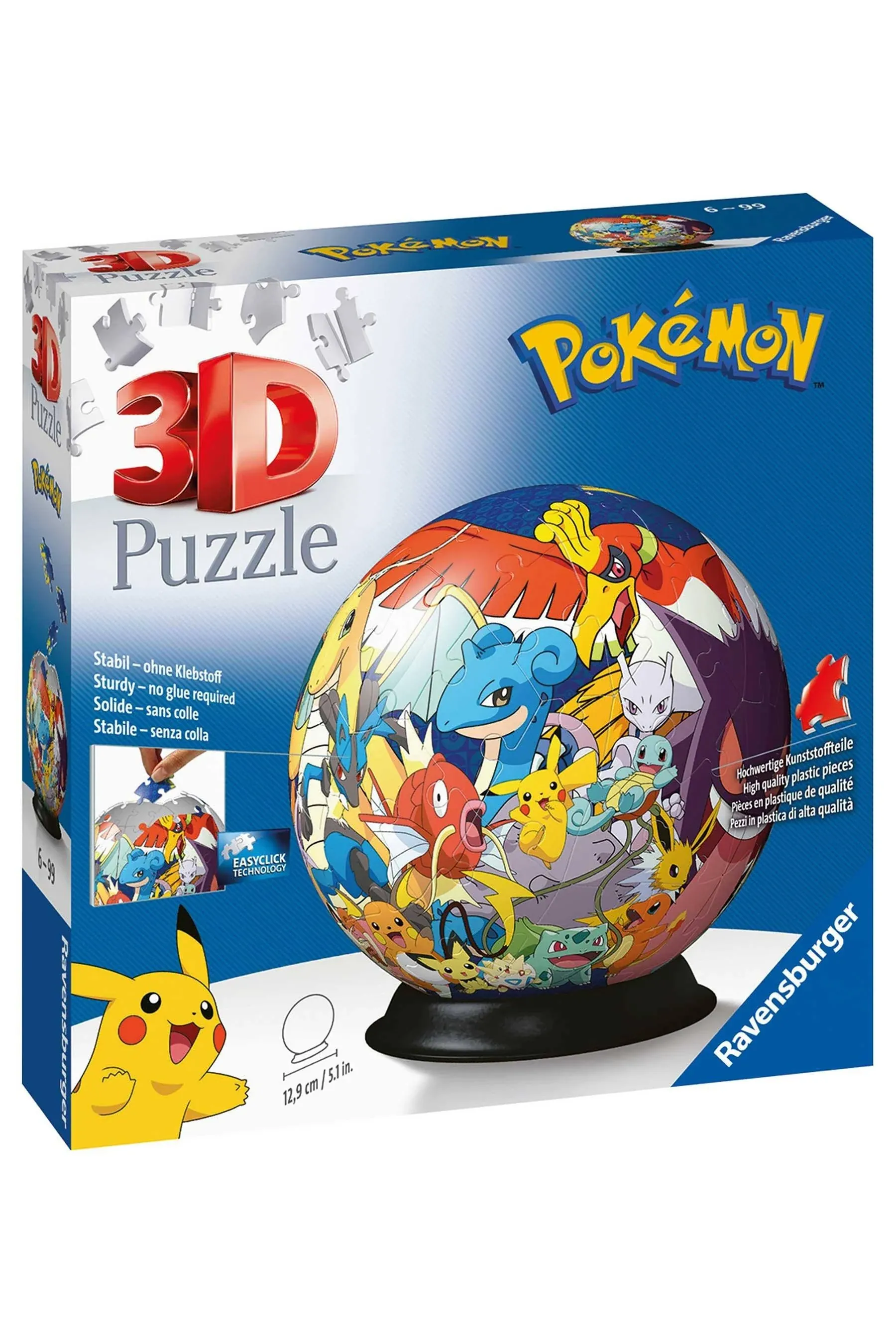 New Ravensburger Pokemon 72 Pc 3D Jigsaw Puzzle Ball. 11785 SEALED