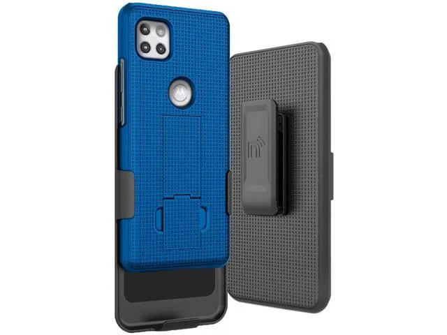 Blue Case Cover and Belt Clip Holster for Motorola Moto One 5G ACE Phone XT2113