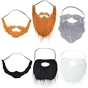 WILLBOND 6 Pieces Fake Beards Mustaches Christmas Halloween Beard Adult Kid