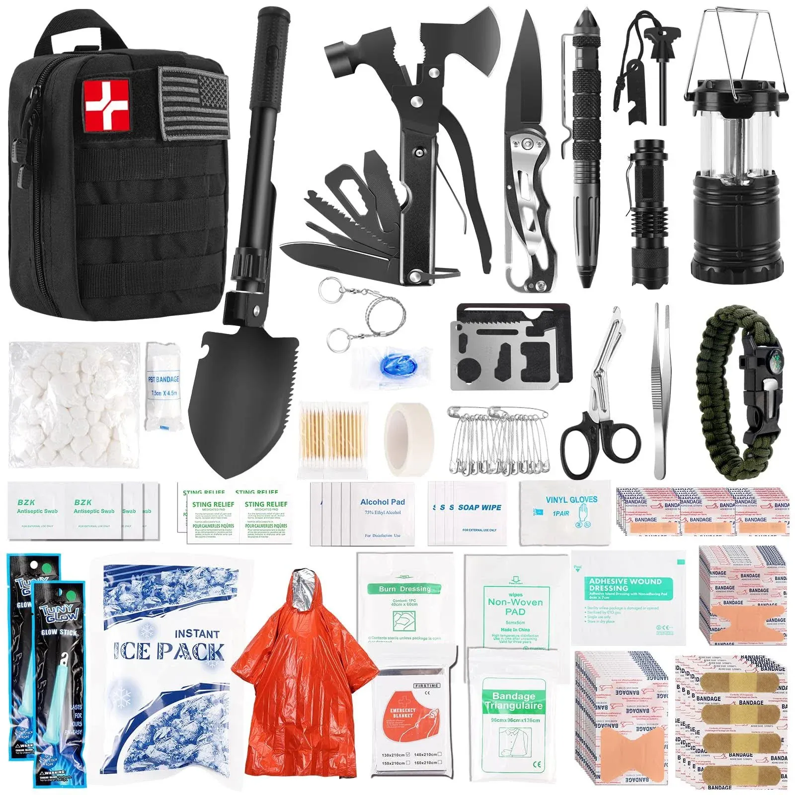 318 PCS Emergency Survival Kit, Survival Gear and Equipment First Aid Kit Med