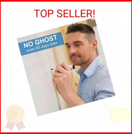 White Board Sticker, Dry Eraser Paper for Wall, Upgrade PET-No Ghost, 1.45x11ft,