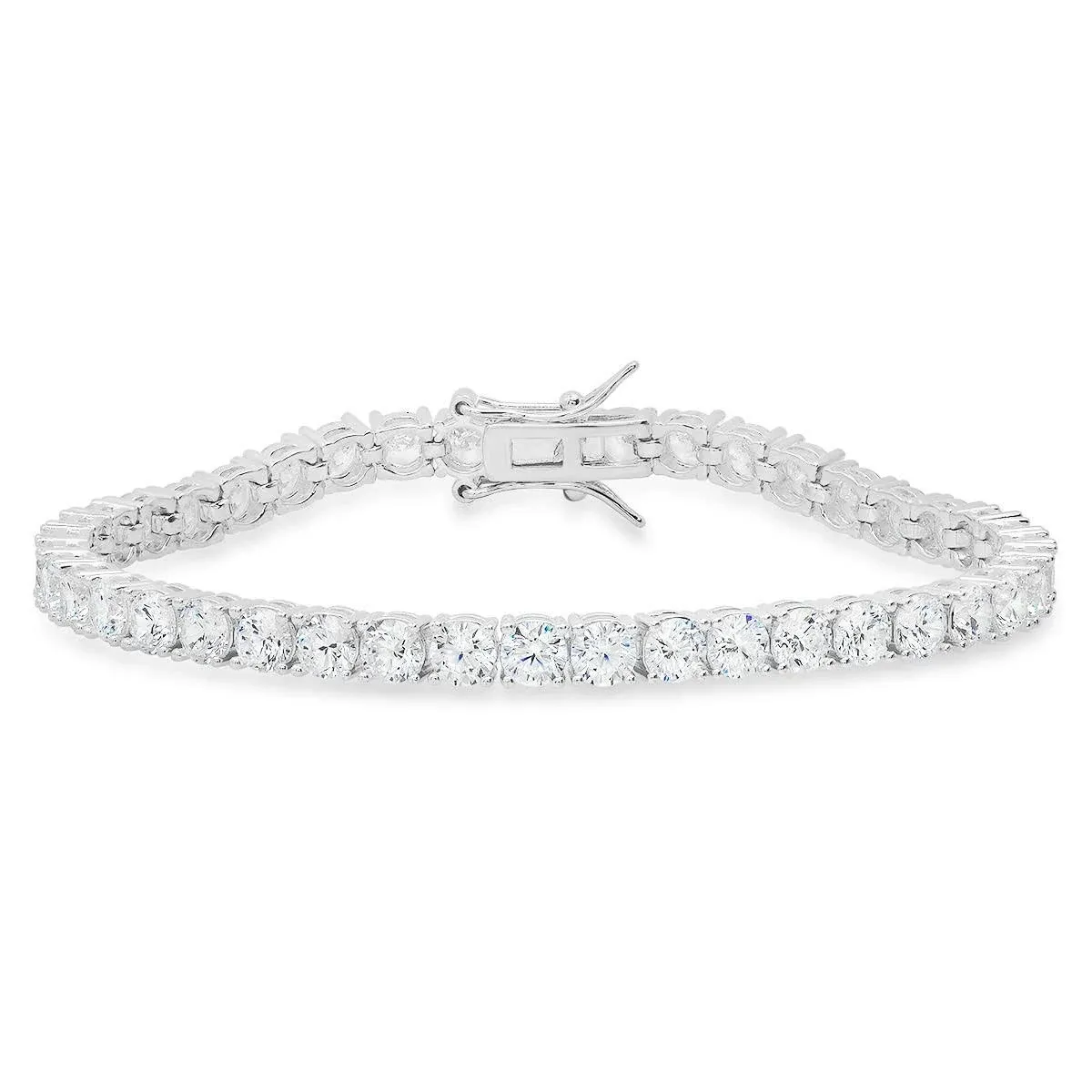 Sterling Silver Round-cut CZ Tennis Bracelet Silver