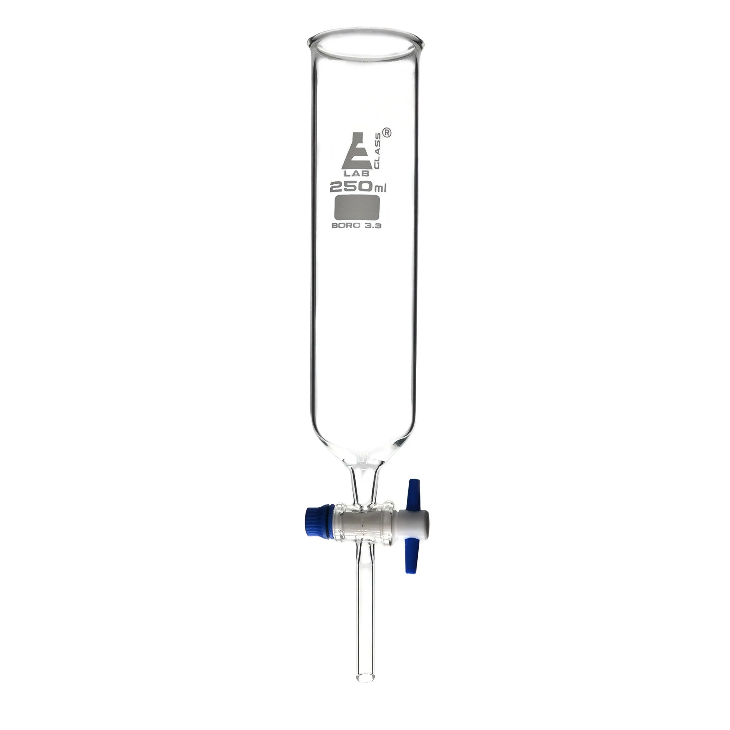 Dropping Funnel, 250mL - Cylindrical - With Open Top & PTFE Key Stopcock - Borosilicate Glass