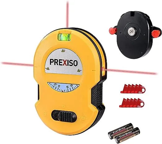 PREXISO Multi Surface Laser Level LED Light Vial, 30Ft Horizontal &amp; Vertical