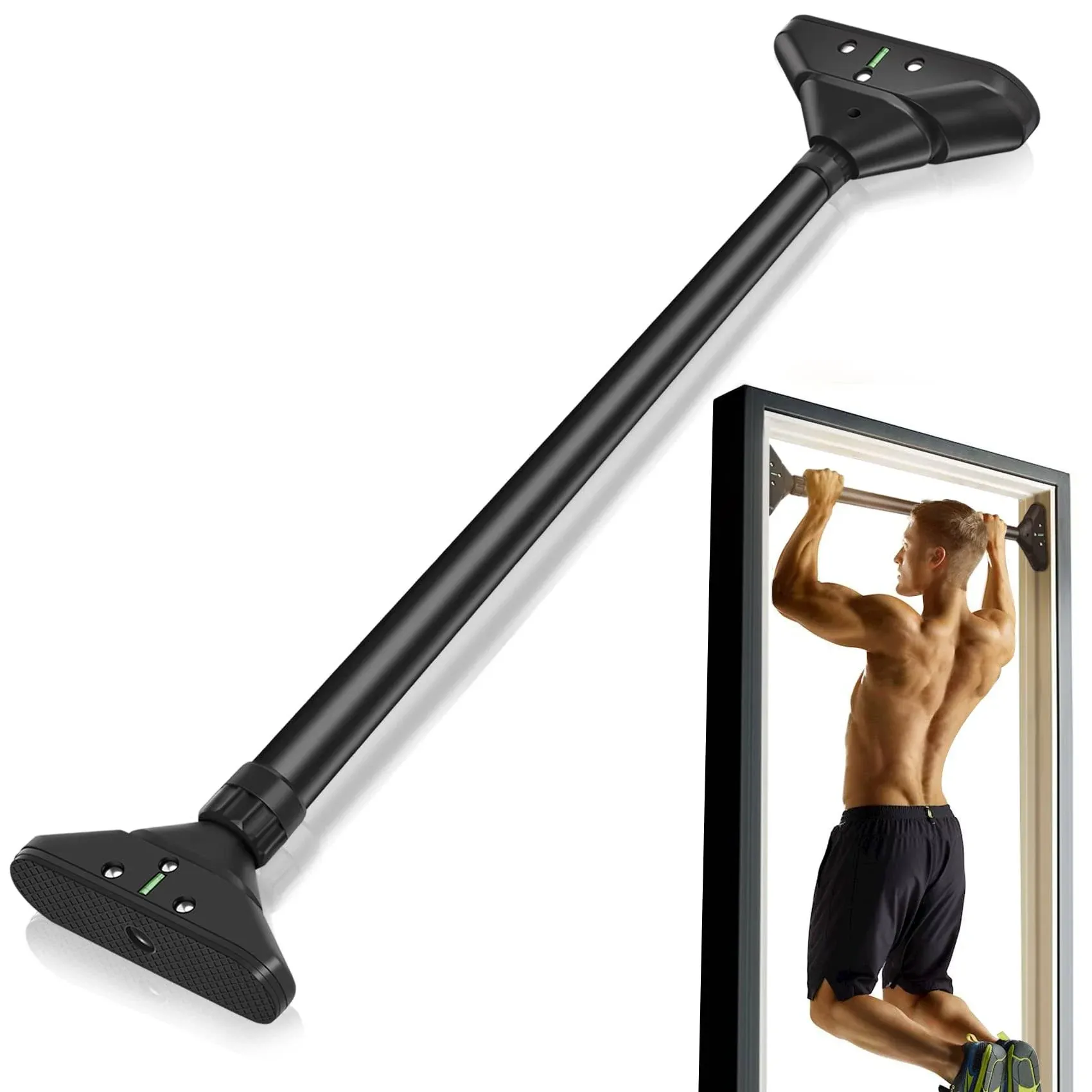 Hogimcty Pull Up Bar for Doorway, Strength Training Pullup Bar No Screw Installation, Pull Up Bar with Adjustable Width Locking for Home Gym