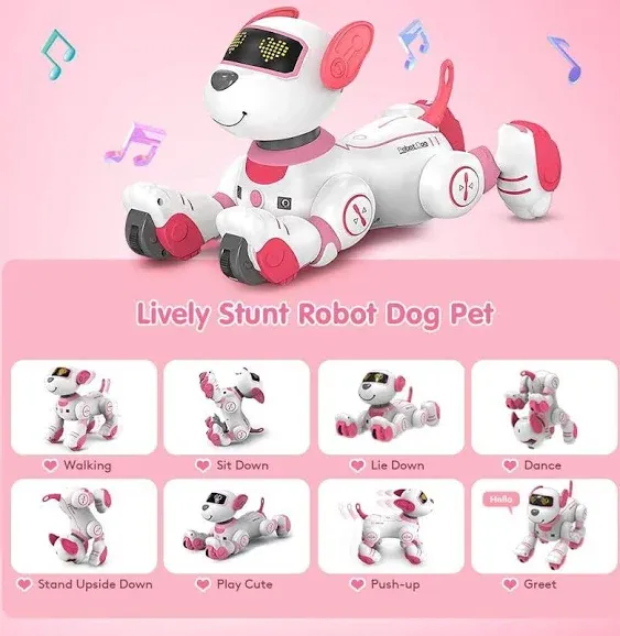 VATOS Remote Control Robot Dog Toy 17 Functions for Girls 3-12 Birthday Gift