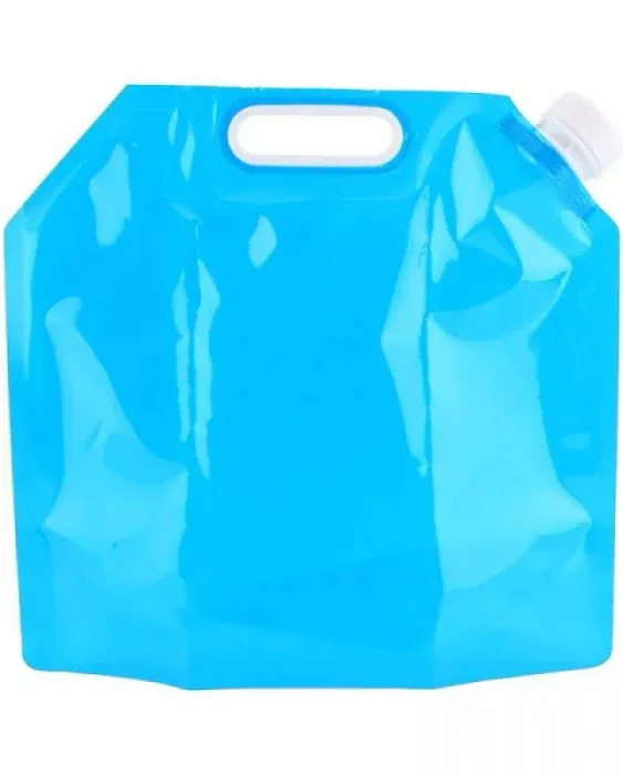 Collapsible Water Container Bag, BPA Free Food Grade Clear Plastic Storage Jug for Camping Hiking Backpack Emergency, No-Leak Freezable Foldable Water Bottle (1.3gal*2pack, Blue)