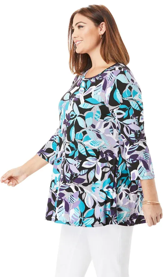 Jessica London Women's Plus Size Swing Tunic | Oversized Long Blouse - 26/28 ...