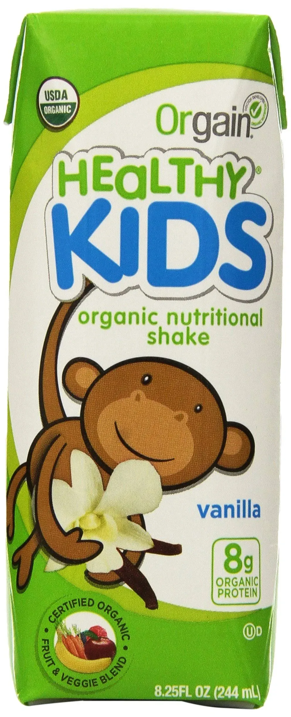 Orgain Healthy Kids Organic Nutritional Shake, Vanilla - 12 pack, 8.25 fl oz cartons