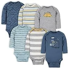 Gerber Baby Boys' Long Sleeve Onesies Bodysuits, 6-Pack