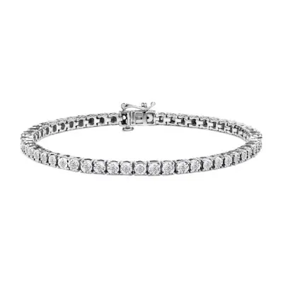 Haus Of Brilliance 10K Rose Gold Plated .925 Sterling Silver 1.0 Cttw Miracle-Set Diamond Round Faceted Bezel Tennis Bracelet (I-J Color, I3 Clarity)