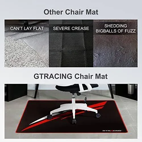 GTRACING Gaming Chair Mat for Hardwood Floor 47 x 39 inch Office Computer Gaming Desk Chair Mat for Hard Floor Red,Larger Size