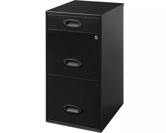 Space Solutions Office Dimensions 18" Deep 3 Drawer Metal Organizer File Cabinet with Oval Black