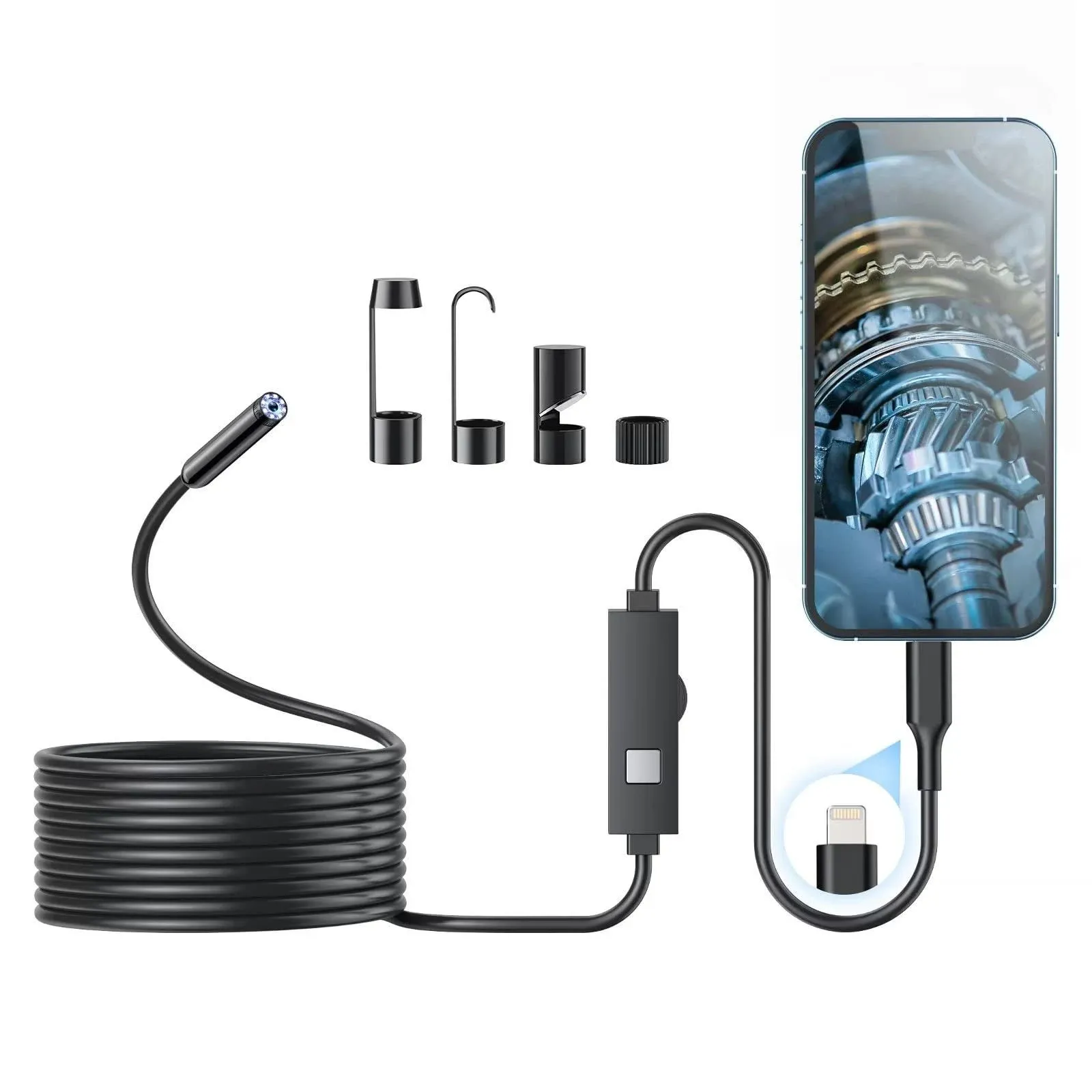 Endoscope Camera with Light, 1920P HD Borescope with 8 Adjustable LED Lights,...