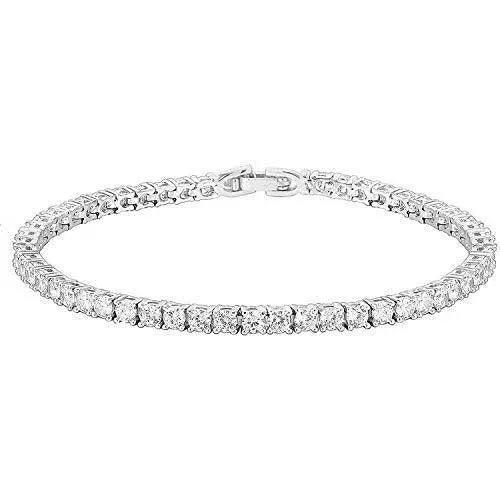 14K Gold Plated Cubic Zirconia Classic Tennis Bracelet | White Gold Br