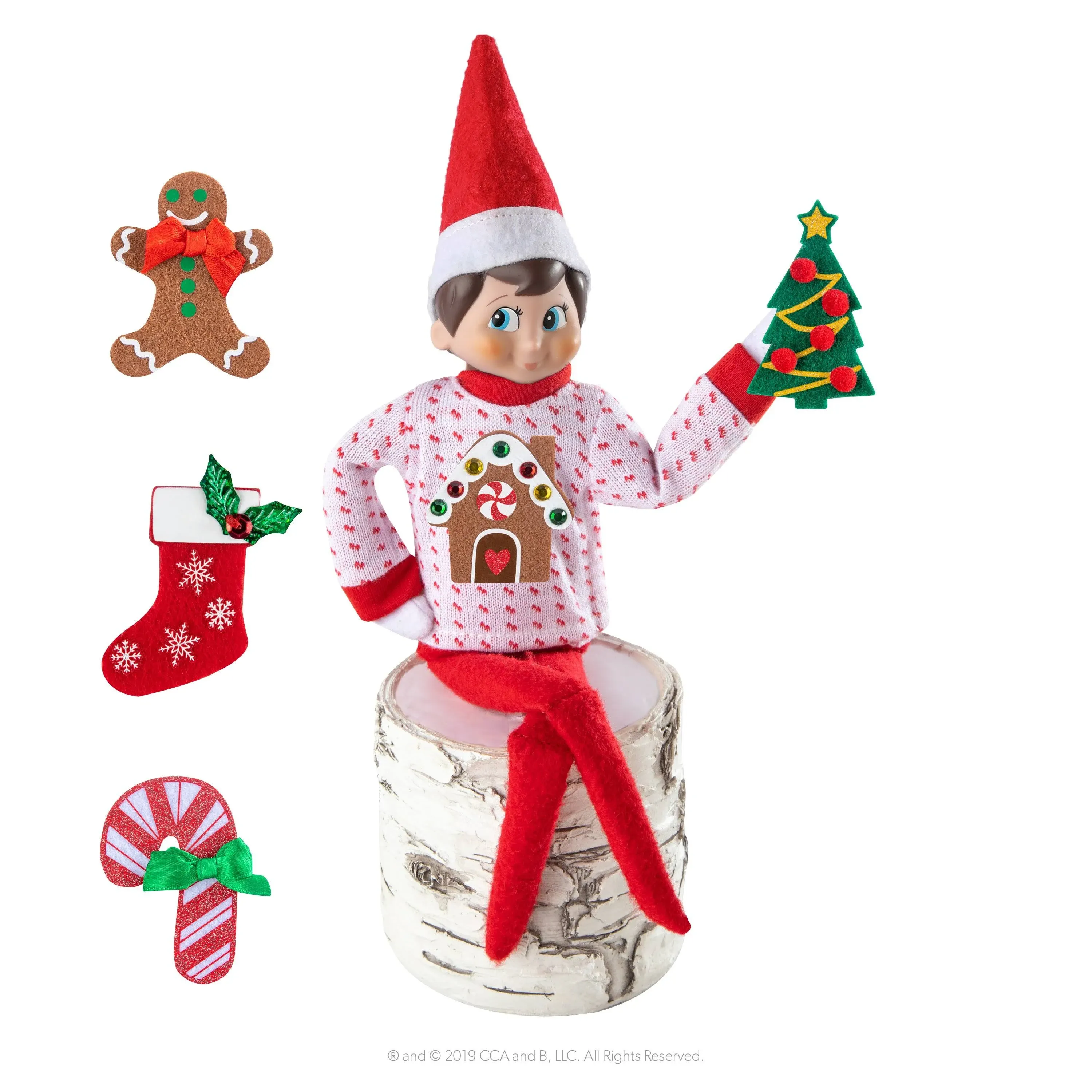 The Elf on the Shelf Sweater Set - Elf Boy or Girl Accessory with 5 Different Removable Decals Change Your Elves Costume Daily, Have Fun with Your Holiday Home Ugly Sweater Party- Officially Licensed