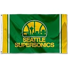 WinCraft Seattle Supersonics Hardwood Vintage Retro Throwback Indoor Outdoor Flag