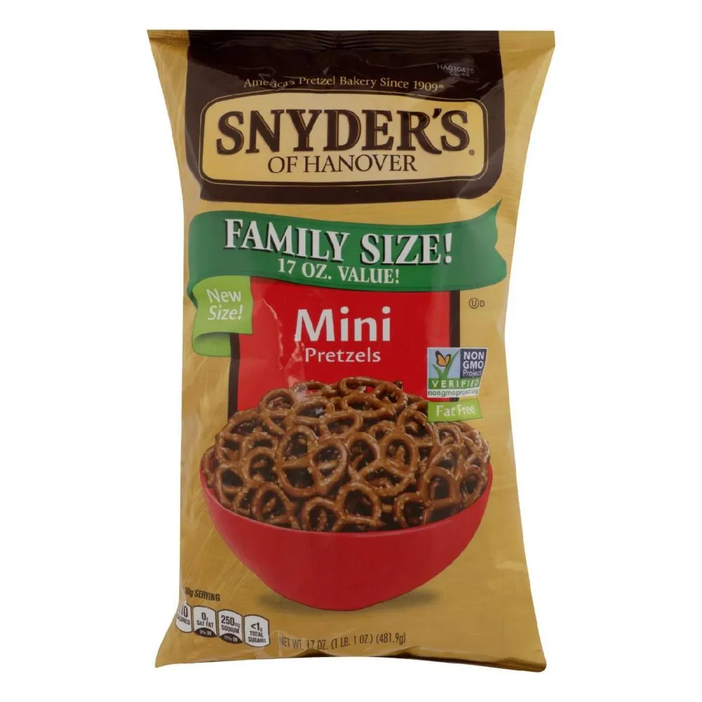 "Snyder's Of Hanover, Pretzels Mini Family Size 17 oz, Pack of 6"