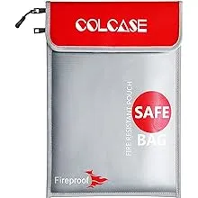 COLCASE Fireproof Document Bag 2000 ℉ 15 x 11 Inches Silicone Coated Fireproo...