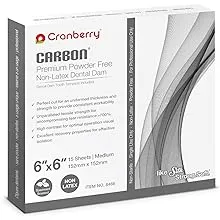 Cranberry CR8466 Carbon Dental Dam Non-Latex Powder-Free, Spearmint Scented, 6x6, Dark Grey (Pack of 15)