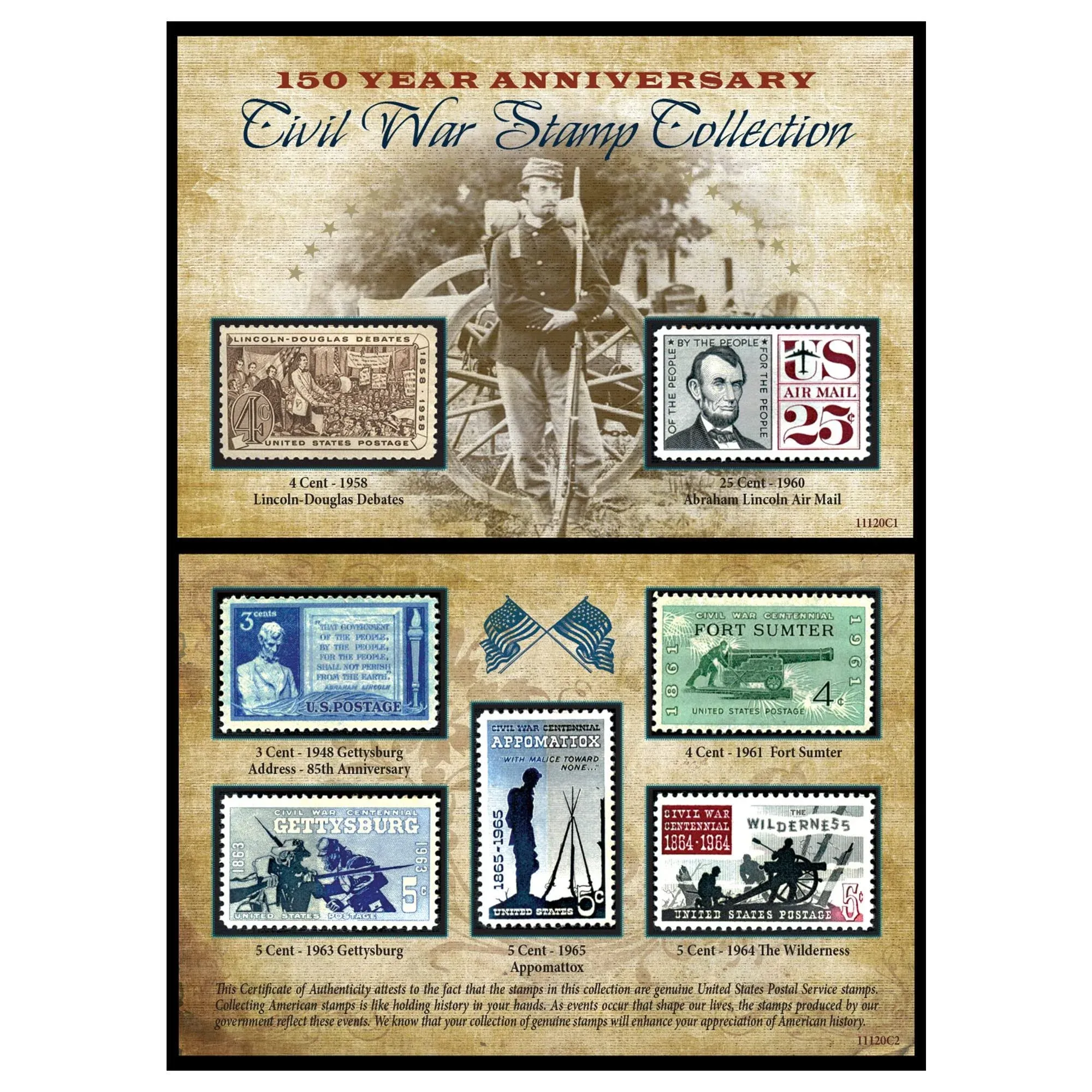 American Coin Treasures Civil War Commemorative Stamp Collection