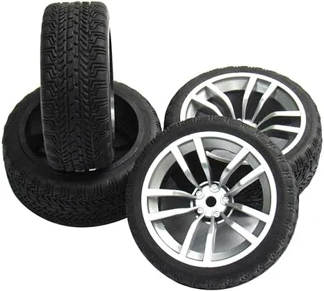 Share Goo 12mm Hex Wheel Rims &amp; Rubber Tires for 1/10 RC On-Road Touring Flat