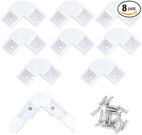 Muzata 8Pack White Corner Connector Kit for LED Channel L Shape 90 Degree Connectors fit Muzata U1SW U Shape 17x7MM LED Strip Channel LC07