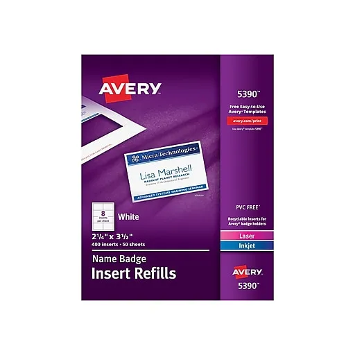 Avery Name Badge Insert Refills