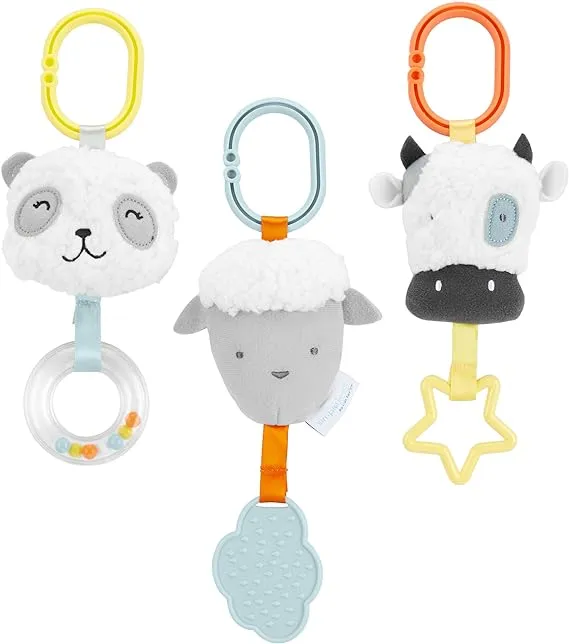 Simple Joys by Carter&#039;s Stroller Toys Bundle, Cow/Lamb/Panda<wbr/>, One Size 