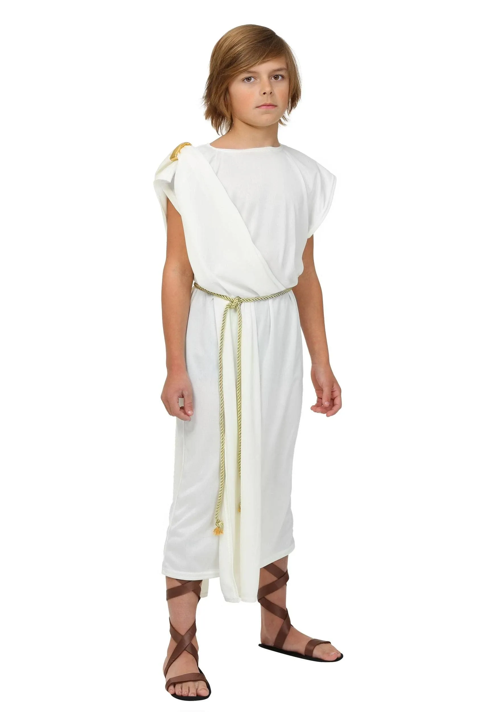 Toga Costume for Boys, Greek Outfit for Dress-Up, White Robe Dress for Toga Party or Halloween