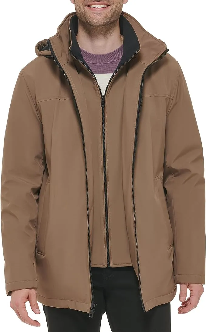 Calvin Klein Men’s Water and Wind Resistant Hooded Coat from Fall Into Winter