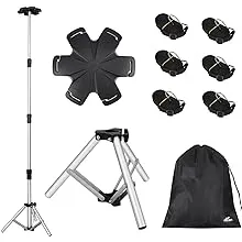 [Extra Tall] Affordura Boat Cover Support Pole with Metal Tripod Base and Hexagon Top, 27-71" Adjustable Poles with 6 Straps, Pontoon Cover Support System, 1 Set