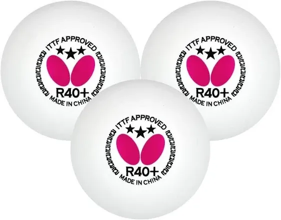 BUTTERFLY R40+ TABLE TENNIS BALL PROFESSIONAL 3 BALLS ITTF APPROVED 3 STAR