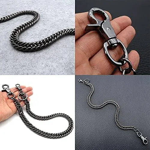 Heavy Duty Wallet Chain Men Women Boy Girl, Biker Motorcycle Pants Jean Punk Goth Key Chain Black Gold Silver TH