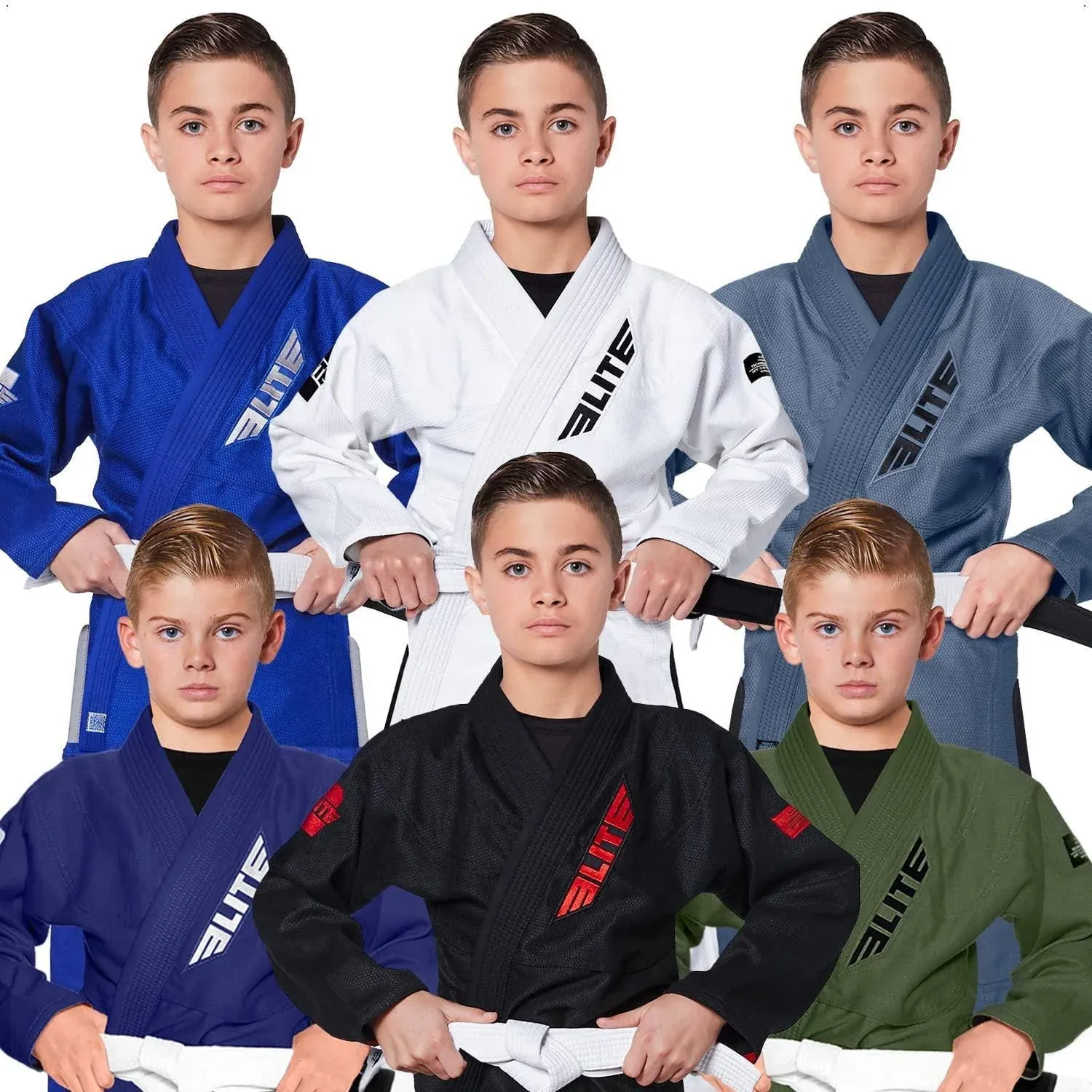 Elite Sports Kids BJJ Gi, Youth IBJJF Children’s Brazilian Jiujitsu Gi Kimono W ...