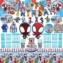 Spidey and His Amazing Friends Birthday Party Supplies，20 Plates 20 Tissue Papers 1 Tablecloth Perfect for Spiderman Themed Party Decorations