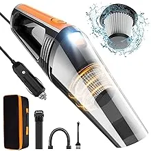 Portable Car Vacuum Cleaner High Power - 8000PA/100W/DC12V, 16.4Ft Cordless Handheld Vacuum with LED Light - Car Detailing Kit Interior Cleaner Wet Dry Vacuum Cleaner Cordless Men Car Accessories