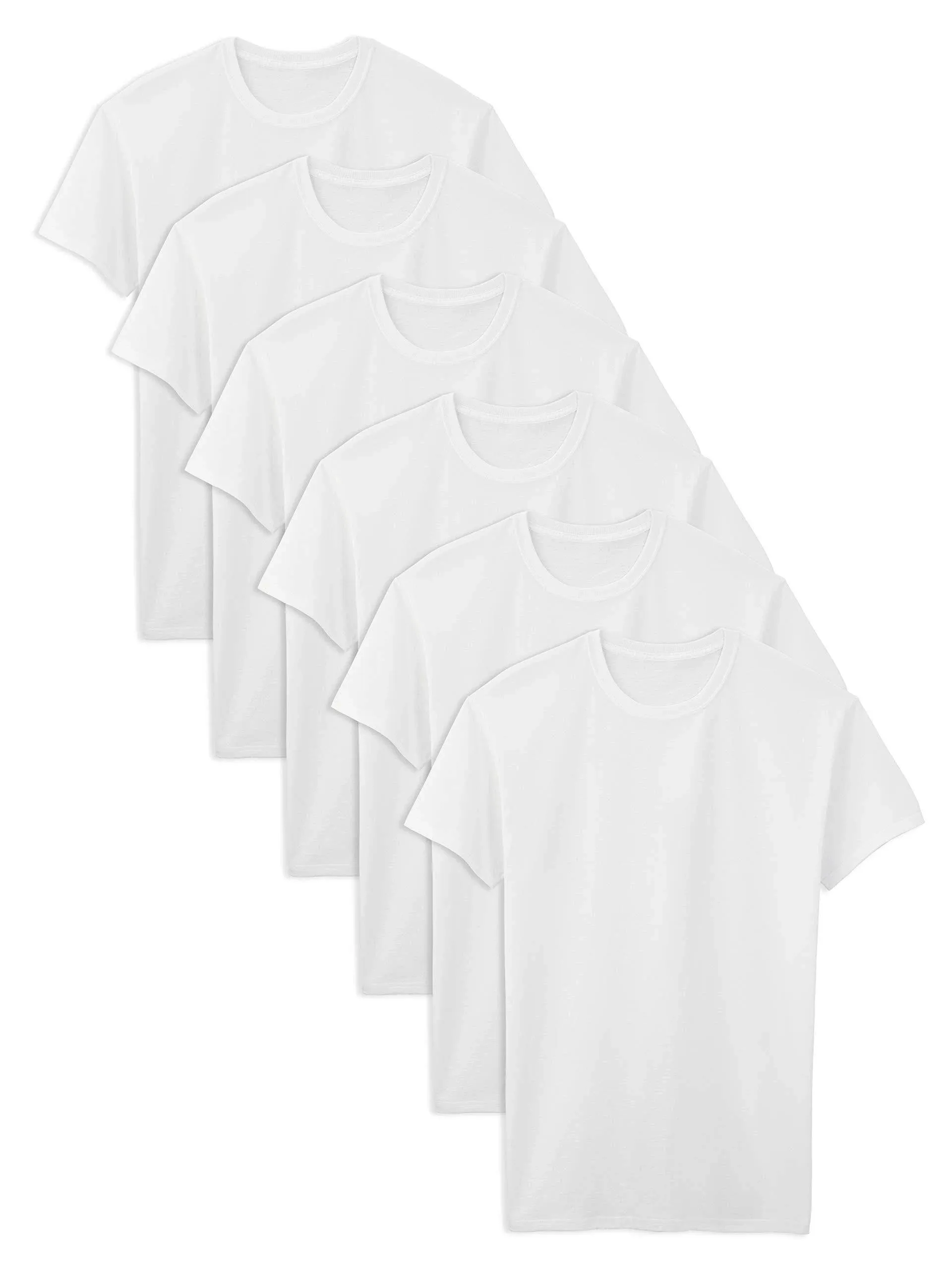 Jockey Crew Neck T-Shirt 6-Pack Men's Underwear White : 2XL