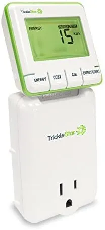 TrickleStar TS2003 Plug-in Energy Monitor – Watt Meter, Power Meter, Electric Meter, Outlet Tester Plug-in for Instant Energy Consumption Display in Watts, Cost, & CO2.