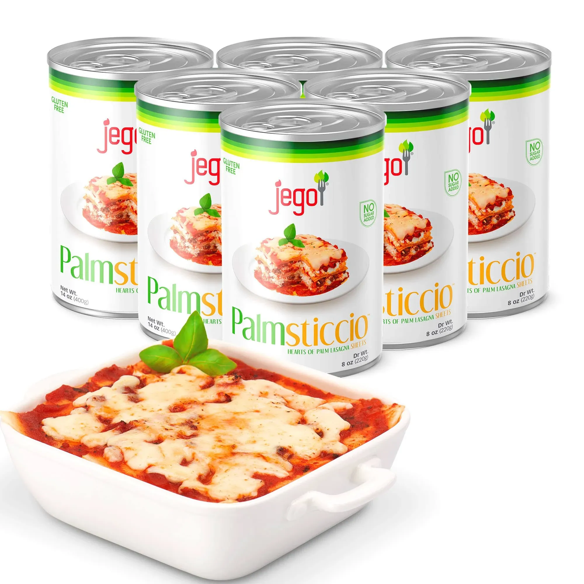 Palmsticcio Gluten Free Keto Lasagna Noodles, Low Carb | Healthy Heart of Palm Pasta | 3g of Carbs | Ready to Eat | No Sugar Added | Pack of 6