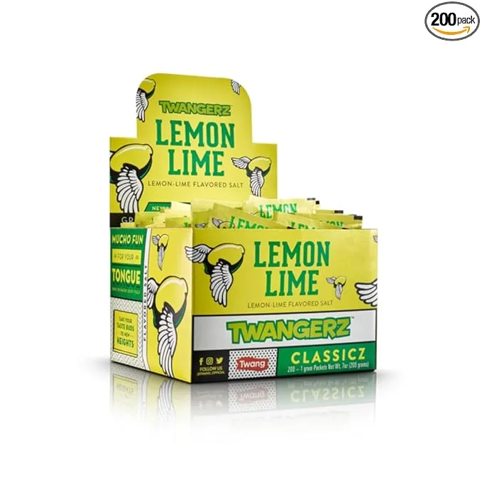 Twangerz Snack Topping, Lemon Lime, 1 Gram Packets (Pack of 200)