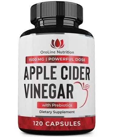 Ancient Bliss Apple Cider Vinegar Organic Capsules with The Mother, Helps Improve Digestion, Unfiltered Vinegar Capsules, 1600MG (120 Capsules)