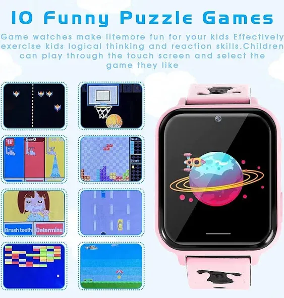 Kids Smart Watch, Girls Boys,  with 15 Games, Camera Alarm, Video, Music Player.