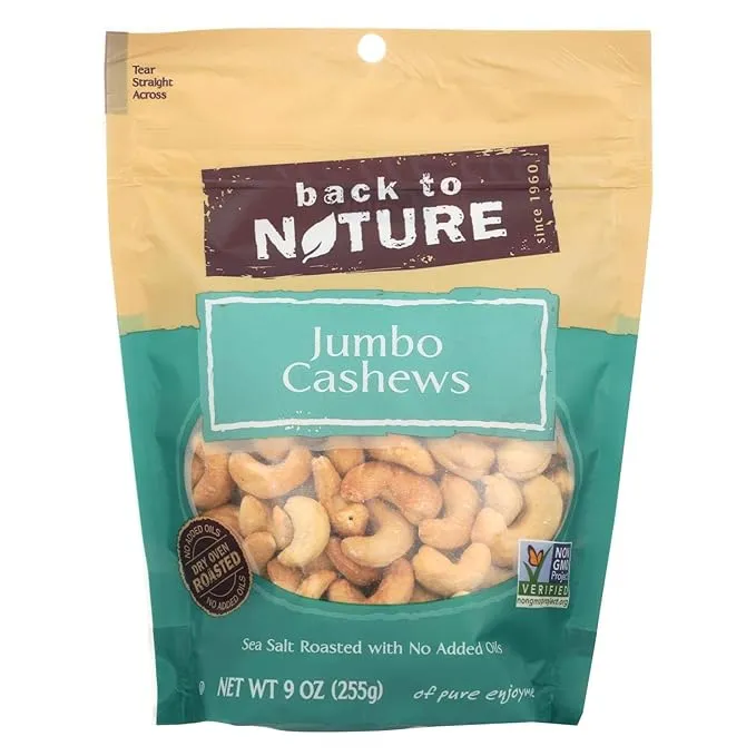 Back To Nature Cashew - Sea Salt Roasted Jumbo 9 OZ, Pack of 9