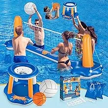 POOL VOLLEYBALL SET Basketball Hoop with 2 Balls Weight Bags KIDSMARKT